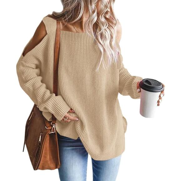 New Size Small Cold Shoulder, Batwing, Oversized, Slouchy, Tunic Sweater - Picture 1 of 4